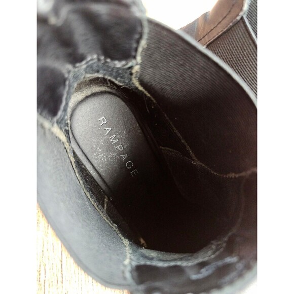 Rampage MOOSY Womens 10 M Black Ankle Wedge Boot Booties Elastic Patch Vegan - Picture 10 of 12